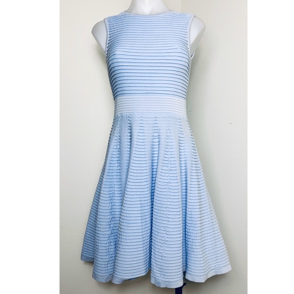 Ted Baker ‘Nadyne’ Ottoman Ribbed Light Blue Dress - Picture 2 of 5